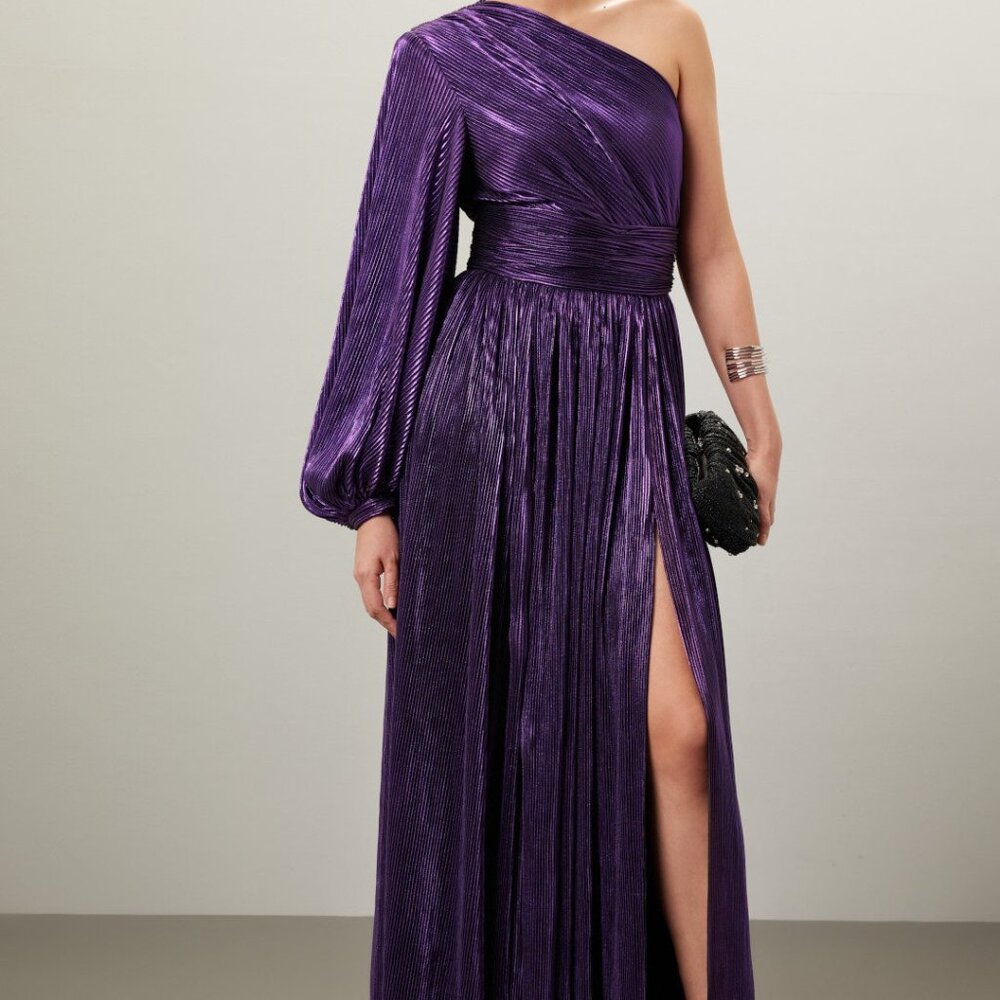 Bronx & Banco Purple Florence One Shoulder Maxi Grecian Gown, S (US 4) - Picture 4 of 15